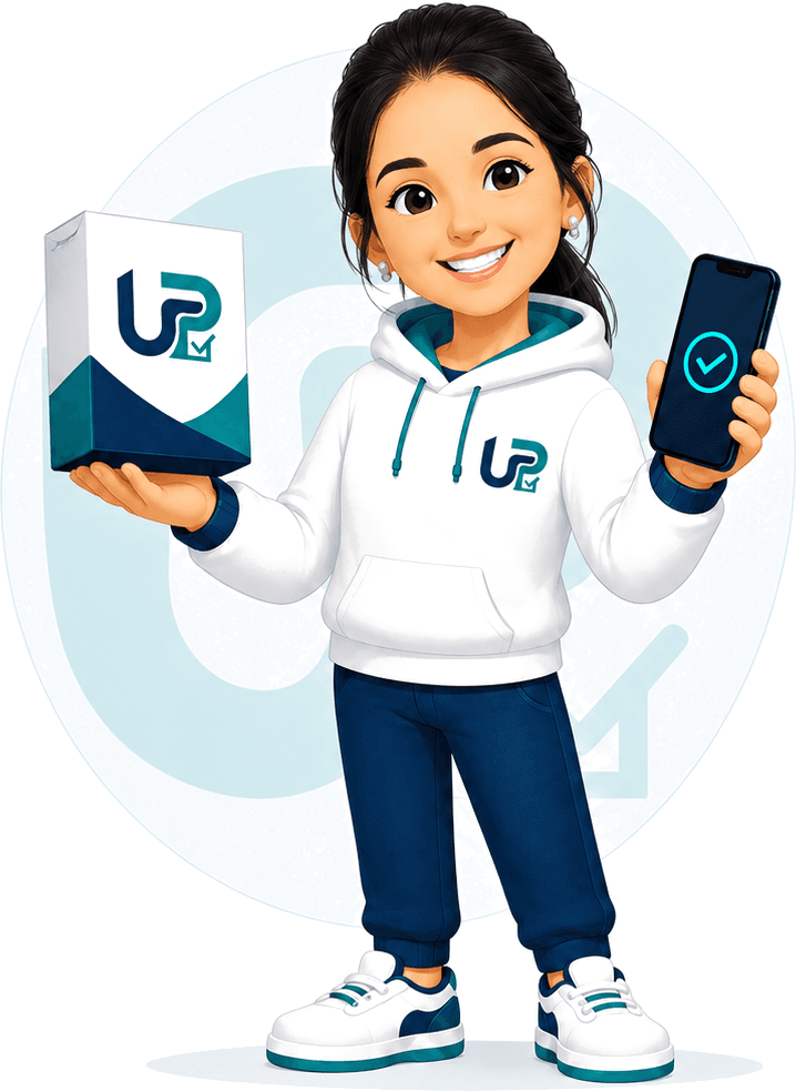 Avatar feminino da Utilidades Produtivas apresentando um produto